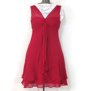 Donna Ricco Red Silk Chiffon Party Dress